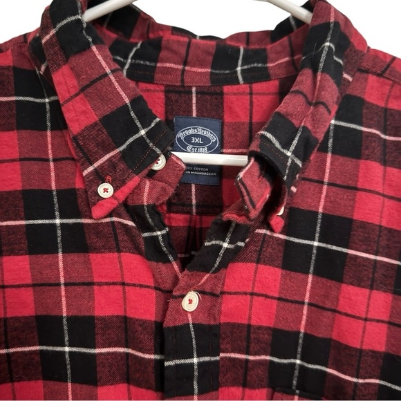 Brooks Brothers Red Black White Plaid Flannel Button Down Shirt Mens 3XL - Picture 2 of 3